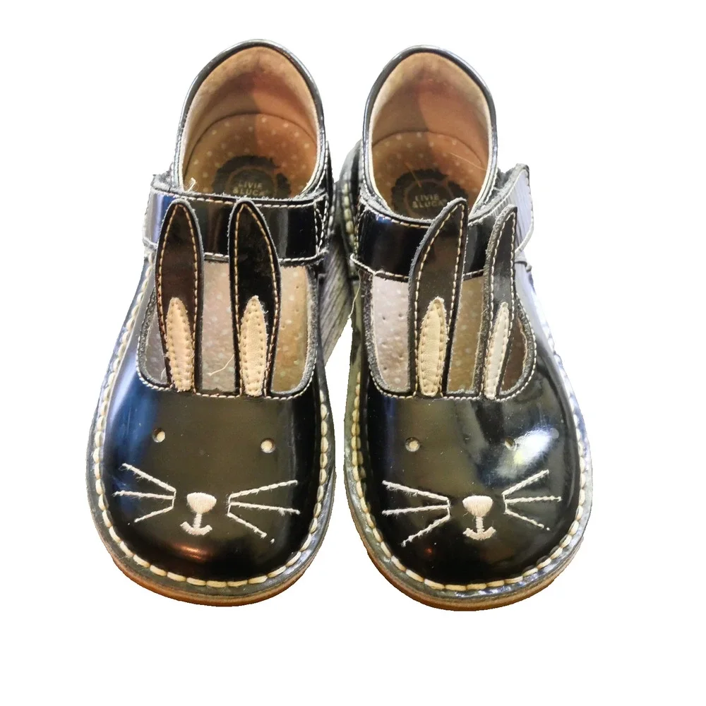 Livie & Luca Molly Bunny Girl's 12 Classic Black Patent Leather Mary Jane Shoes